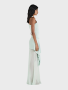 Seafoam silk skirt from Vesper, characterized by its smooth texture and stylish cut, ideal for both day and evening wear.