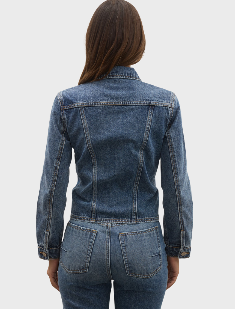 Classic Vivi Denim Jacket in Ash Tide, featuring a light wash and relaxed style, suitable for versatile casual looks.