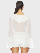 Chic white Lila Flare Top showcasing a flattering flare design, ideal for both everyday wear and special occasions.