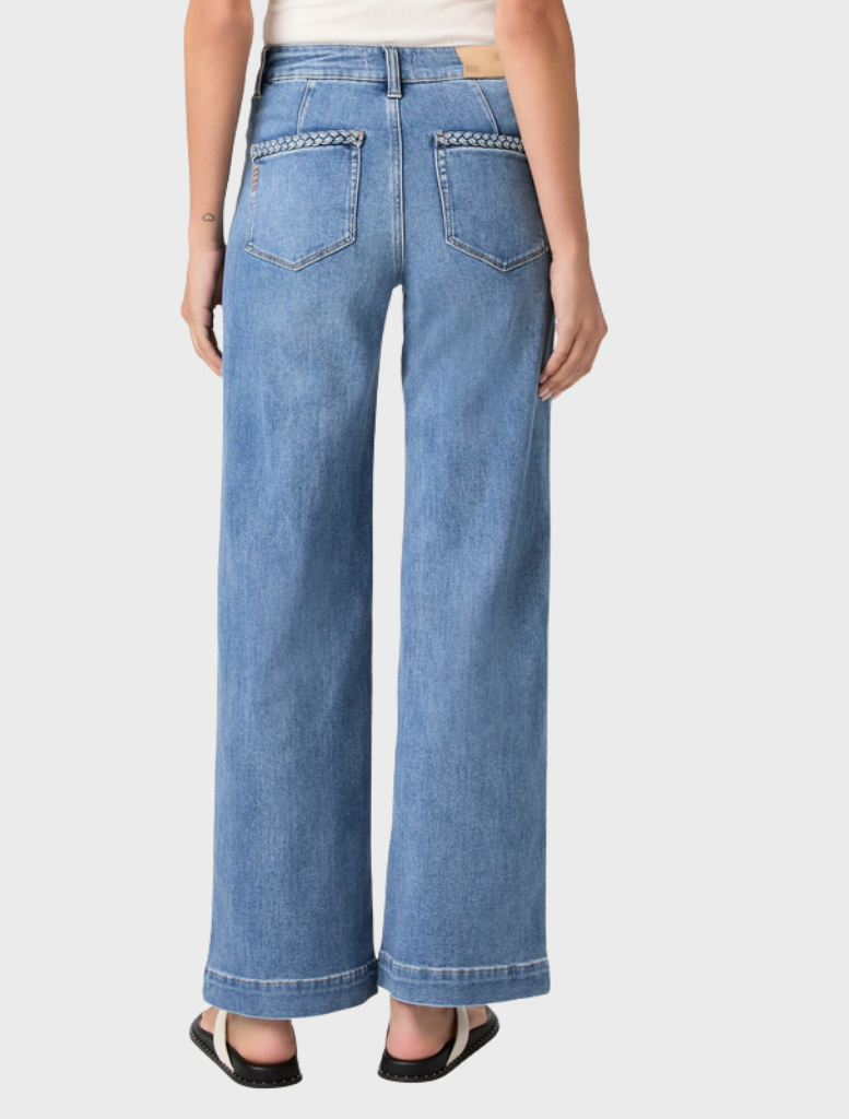 Anessa 31 Wide Leg Jean in Encino, offering a chic wide leg style that combines comfort with modern fashion.