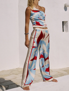 Stylish Amoree Wide Leg Palazzo Pant in bold Amoree Red, designed for comfort and elegance in any setting.