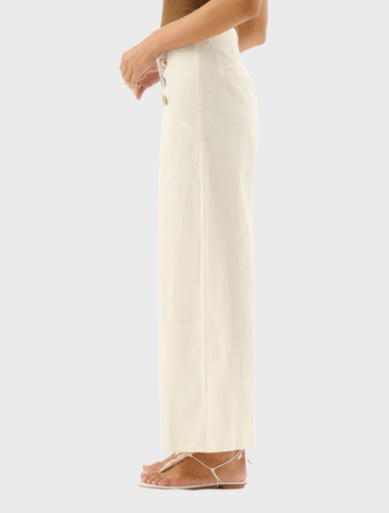 Waverly Pant in ecru, offering a sophisticated silhouette for a polished appearance in any wardrobe.