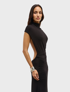 A chic shadow-toned maxi dress, showcasing a graceful design ideal for both day and evening wear.