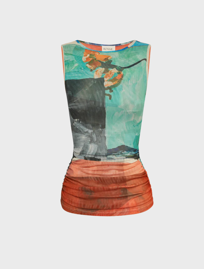 A strikingly colorful top, radiating fashion and flair.