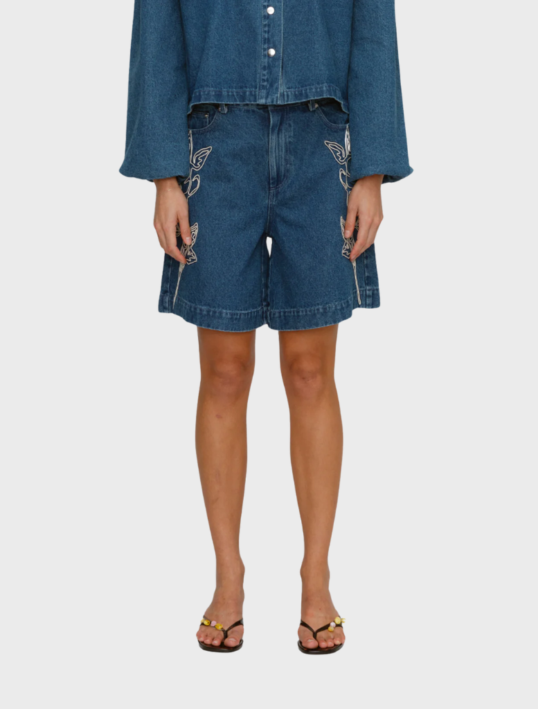 Wynn Denim Short in Bluestone, featuring a classic cut and a versatile blue hue suitable for casual wear.