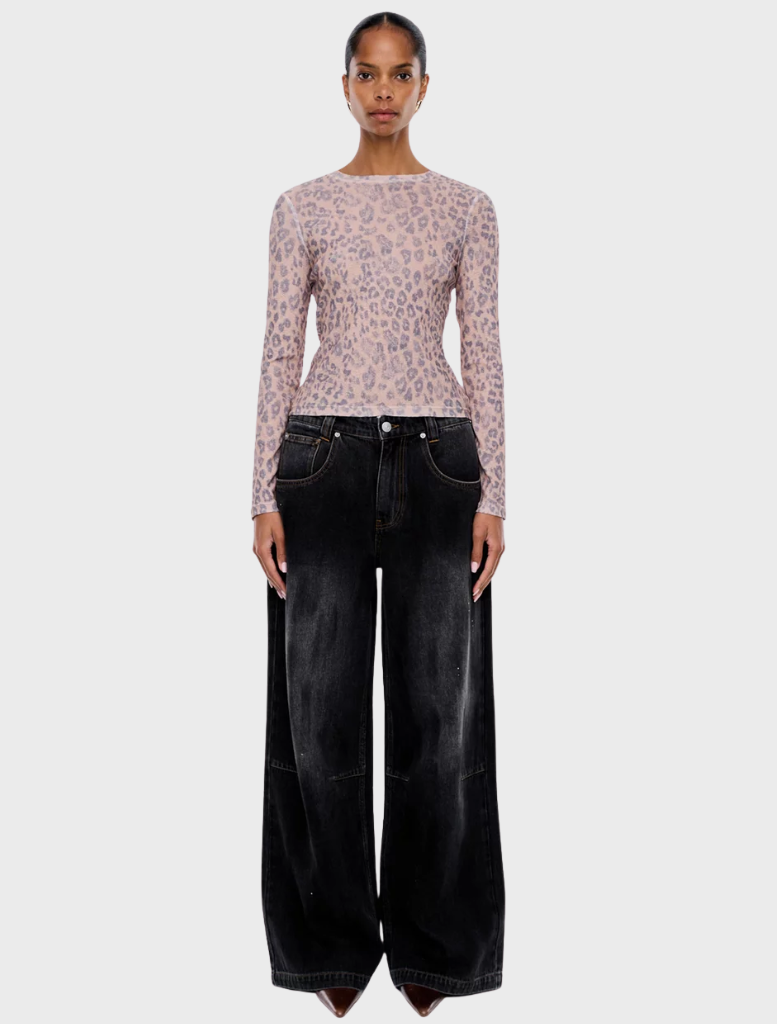 Leopard print long sleeve top designed for comfort and fashion in a trendy style.