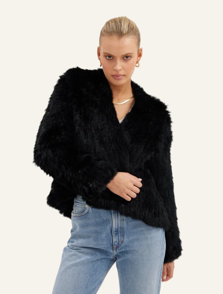 Emma Jacket - Black | Clothing | brand-Bubish, Clothing, Coats & Jackets, crop jacket, Fur, Furr, Jacket, Jackets, Jackets & Coats, price-$250+, Winter, Winter Festivities | Bubish