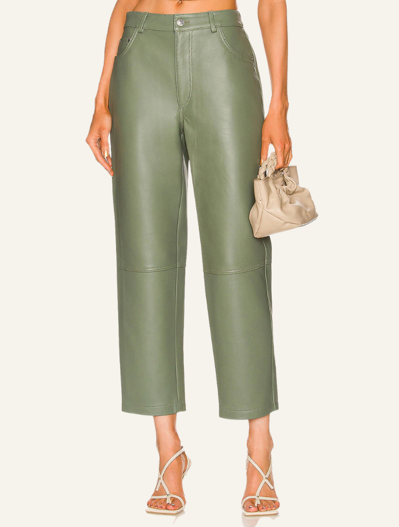Straight Leg Pant - Hunter Green | Pants | brand-Ena Pelly, full length pants, green pants, high waisted, leather, Leather pants, Matching Set, Matching Sets, On Sale, Pants, price-$250+, Sale, Set, Sets | Ena Pelly