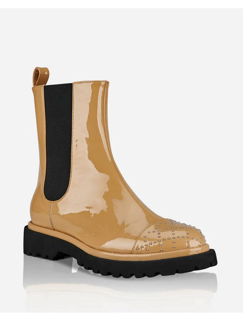Shoes Cali Boot - Khaki Gloss Stud