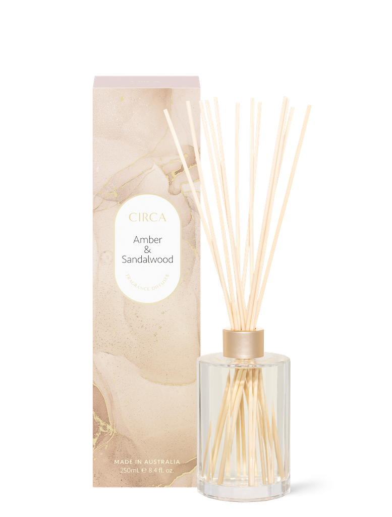 Amber & Sandalwood Fragrance Diffuser 250ml | Home | Amber, brand-Circa Home, Circa, Circa Home, Diffuser, Diffuser Stem, Fragrance, Fragrance Diffusers, Home, Homewares, mother, mothers, price-Under $50, Sandalwood, Scent | Circa Home