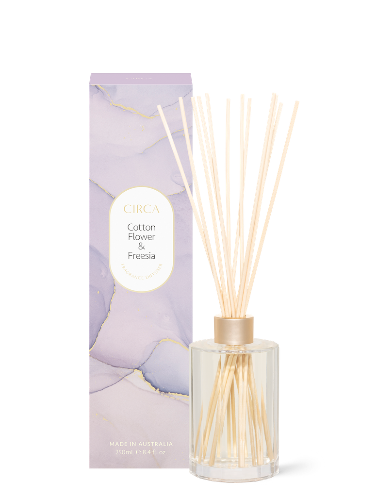 Cotton Flower & Freesia Fragrance Diffuser 250ml | Home | brand-Circa Home, Circa, Circa Home, Cotton, Cotton Flower, Diffuser, Diffuser Stem, Flower, Fragrance, Fragrance Diffusers, Freesia, Home, Homewares, mother, mothers, price-Under $50, Scent | Circa Home