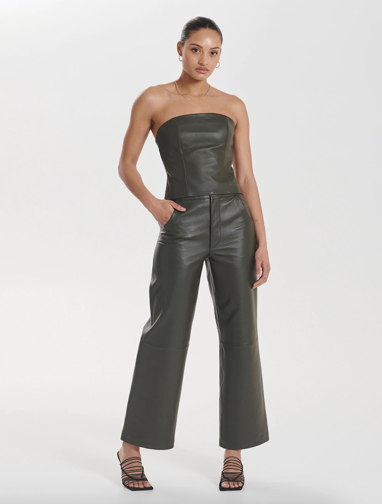 Claudia High Waisted Pant - Forest | Clothing | brand-Ena Pelly, Clothing, High Waisted, High Waisted Pants, Leather, Leather pants, price-$250+ | Ena Pelly