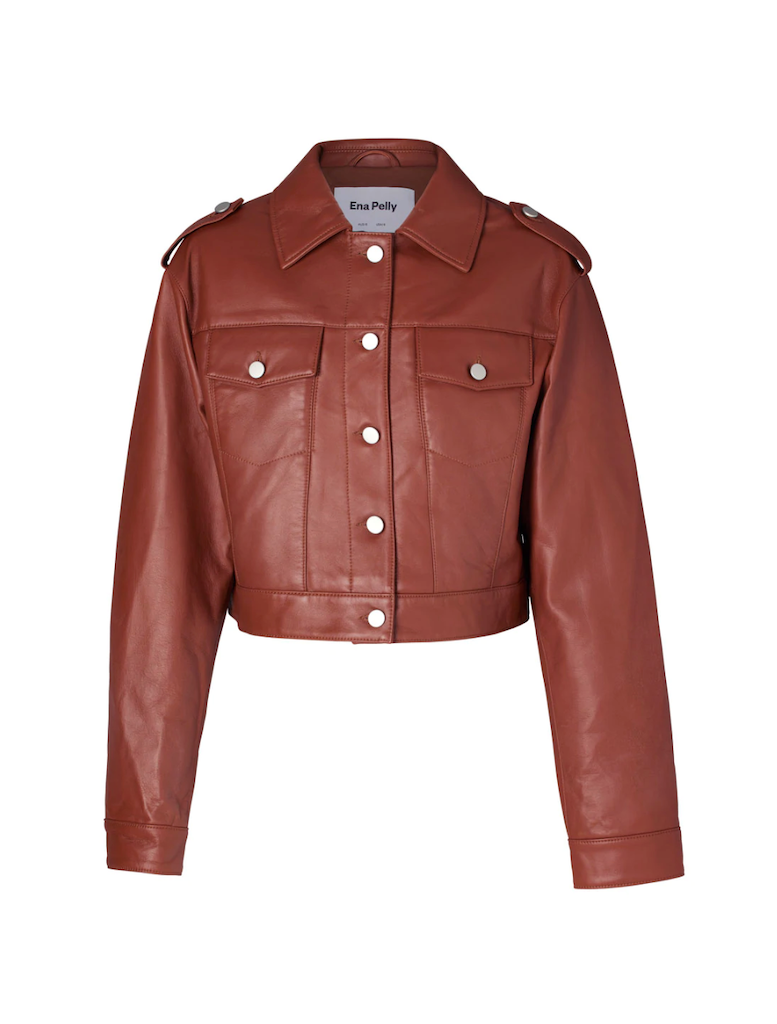 Blair Cropped Leather Jacket - Coco - Insurge Clothing
