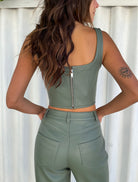 Leather Bustier - Hunter Green - Insurge Clothing